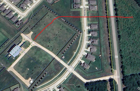 Aerial map showing the pipeline route