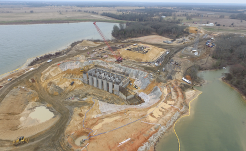 Aerial view of major facility construction