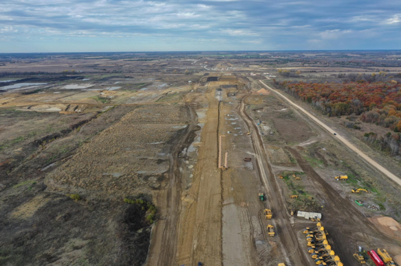 Aerial view of Lake Ralph Hall construction