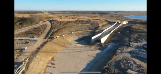Aerial view of spillway construction