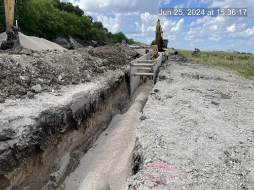 Open-cut installation for the 36-inch West Sherman water main